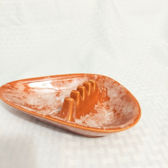 Retro Ashtray Burnt Orange Ceramic USA - Picture 2 of 8